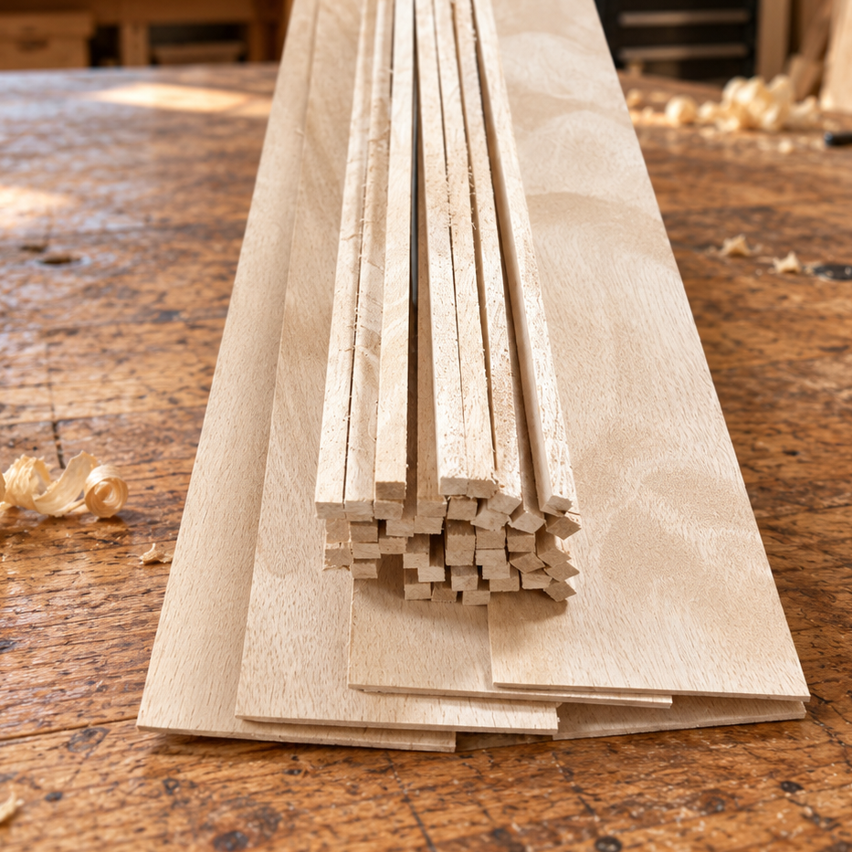 3/8 x 3/8 x 24 Mahogany Wood Sticks Bundle of 5 National Balsa