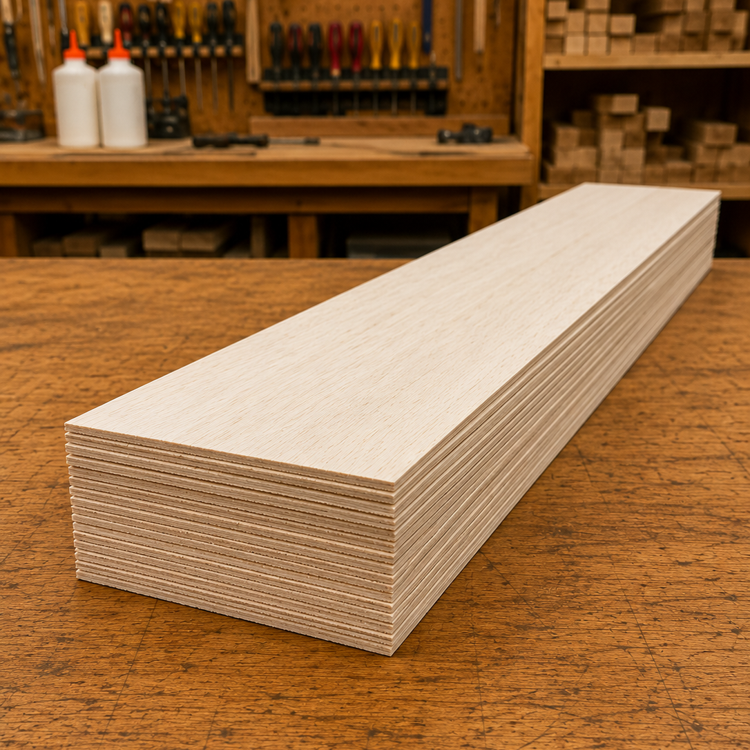 3/32 x 3 x 48 Balsa Wood Sheet - Bundle of 10 National Balsa
