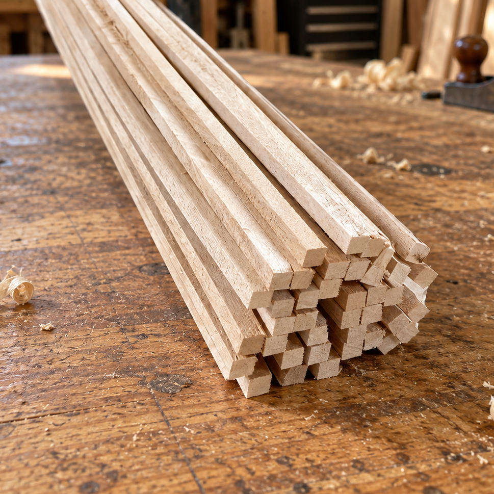 3/8 x 3/8 x 24 Mahogany Wood Sticks Bundle of 5 National Balsa